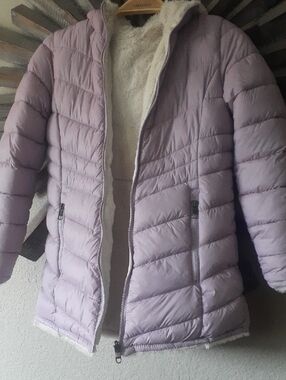 Laveder Quilted Girls Hooded Puffer Coat